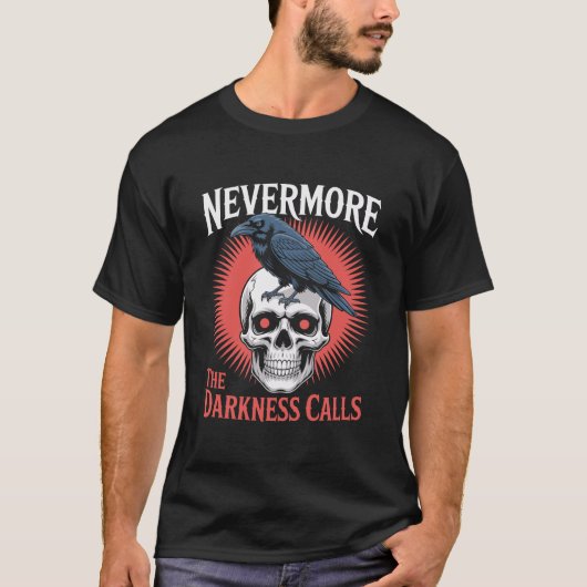 Nevermore Raven Skull Gothic Horror T-Shirt (Vorderseite)