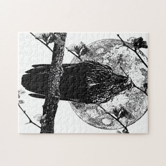 Nevermore Raven und der Mond Jigsaw Puzzle (Horizontal)