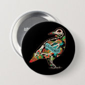 Nevermore Sugar Skull Raven Button (Vorne & Hinten)