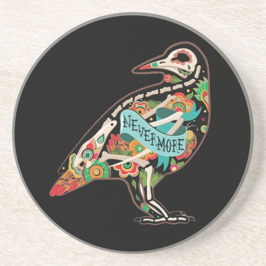 Nevermore Sugar Skull Raven Getränkeuntersetzer (Vorne)