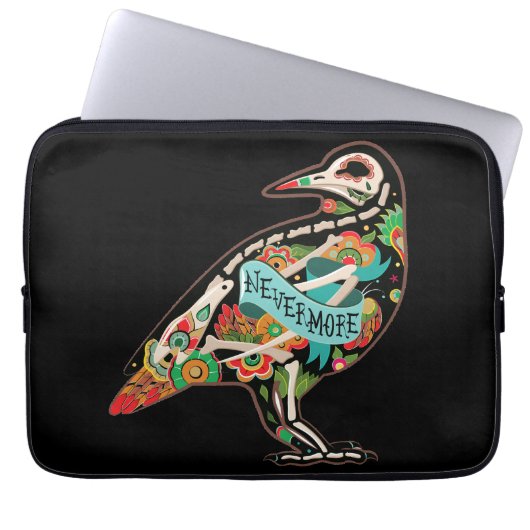 Nevermore Sugar Skull Raven Laptopschutzhülle (Vorderseite)