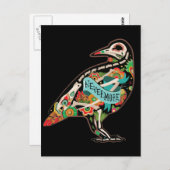 Nevermore Sugar Skull Raven Postcard Postkarte (Vorne/Hinten)