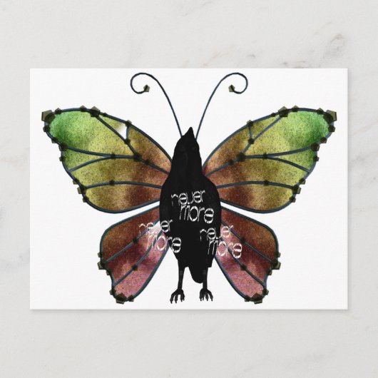 Nevermore x3 Butterfly Raven Postkarte (Vorderseite)