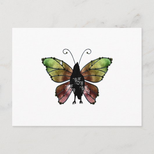 Nevermore x3 Butterfly Raven Postkarte (Vorderseite)