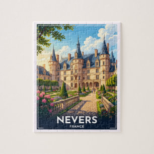 Nevers Frankreich Château Vintage Reise Puzzle