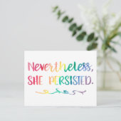 Nevertheless, She Persisted Rainbow Watercolor Postkarte (Stehend Vorderseite)