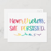 Nevertheless, She Persisted Rainbow Watercolor Postkarte (Vorne/Hinten)