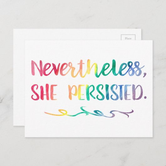 Nevertheless, She Persisted Rainbow Watercolor Postkarte (Vorne/Hinten)