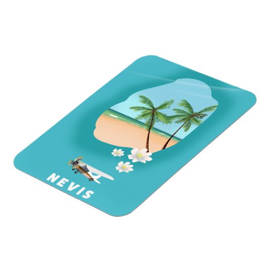 Nevis Caribbean island Illustrated map. Magnet (Linke Seite)