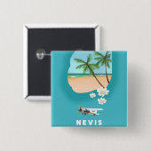 Nevis Karibik Insel Illustrierte Karte. Button (Vorne & Hinten)