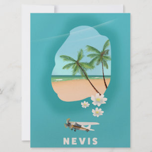 Nevis Karibik Insel Illustrierte Karte. Einladung
