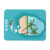 Nevis Karibik Insel Illustrierte Karte. Magnet (Horizontal)