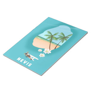 Nevis Karibik Insel Illustrierte Karte. Notizblock