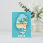 Nevis Karibik Insel Illustrierte Karte. Postkarte (Stehend Vorderseite)