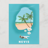 Nevis Karibik Insel Illustrierte Karte. Postkarte (Vorderseite)
