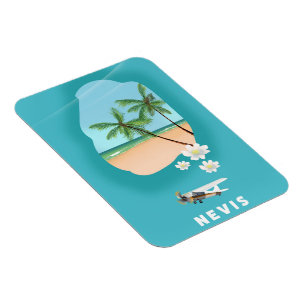 Nevis Karibikinsel Illustrierte Karte. Magnet