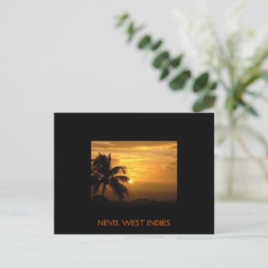 Nevis Sunset Postcard Postkarte (Stehend Vorderseite)