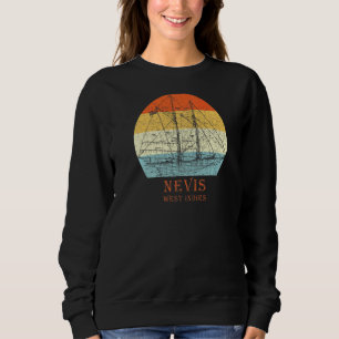 Nevis West Indies Vintag Blueprint Sailboat Vacat Sweatshirt