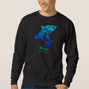 Nevis West Indies Vintag Retro Tribal Shark Vacat Sweatshirt