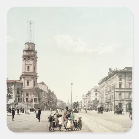 Nevsky Prospekt, St. Petersburg Quadratischer Aufkleber (Vorderseite)