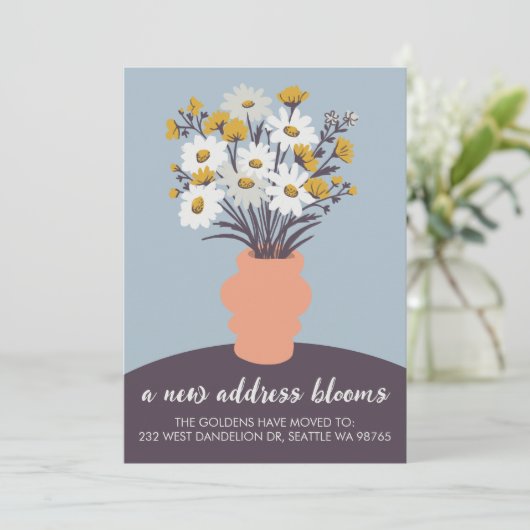 New Address Blooms Moskation Announcement Bouquet Ankündigung (Stehend Vorderseite)