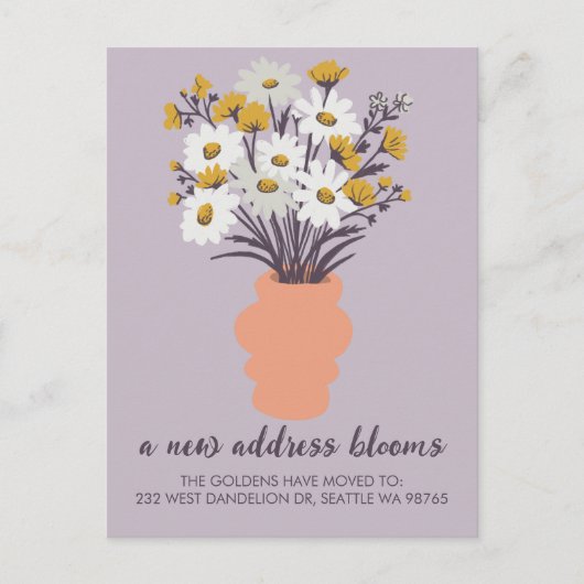 New Address Blooms Moskation Announcement Bouquet Postkarte (Vorderseite)