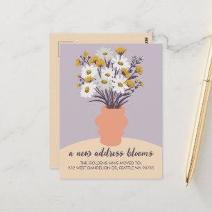New Address Blooms Moskation Announcement Bouquet Postkarte