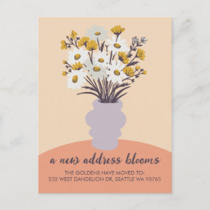 New Address Blooms Moskation Announcement Bouquet Postkarte
