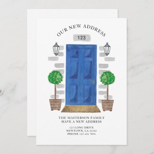 New Address Blue Watercolor Door Ankündigung (Vorne/Hinten)