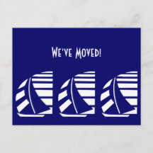 New Address Blue White Racing Sailboats Postkarte