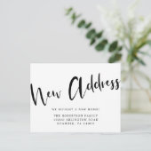 New Address Bold Calligraphy Moving Ankündigungspostkarte (Stehend Vorderseite)