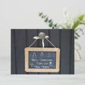 New Address Chalkboard Christmas Card Feiertagskarte (Stehend Vorderseite)