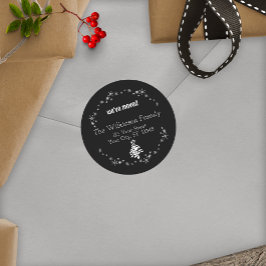 New Address Christmas Holiday Black Umschlag Aufkl Runder Aufkleber
