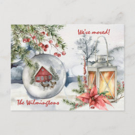 New Address Christmas Holiday Lantern Postcard Postkarte