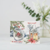 New Address Christmas Holiday Lantern Postcard Postkarte (Stehend Vorderseite)