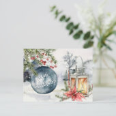 New Address Christmas Holiday Lantern Postkarte (Stehend Vorderseite)