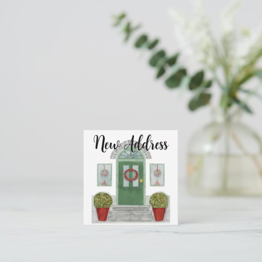 New Address Christmas Zuhause - Einschließungskart Begleitkarte (Stehend Vorderseite)