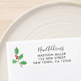 New Address Festive Holly Return Address