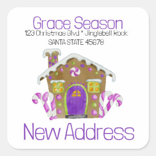 New Address Gingerbread House Umschlag Aufkleber