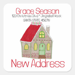 New Address Gingerbread House Umschlag Aufkleber