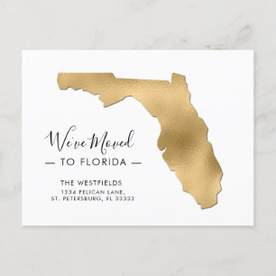 New Address Gold Foil Florida Map Moving Ankündigungspostkarte
