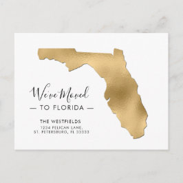 New Address Gold Foil Florida Map Moving Ankündigungspostkarte