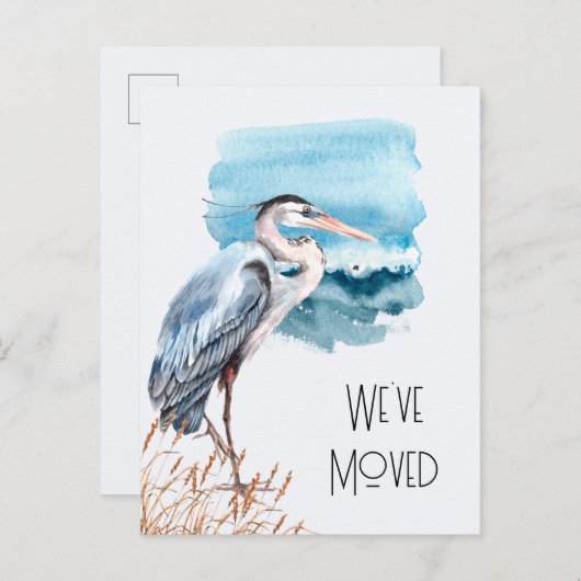 New Address Great Blue Heron Waterfront Moving Ankündigungspostkarte (Vorne/Hinten)
