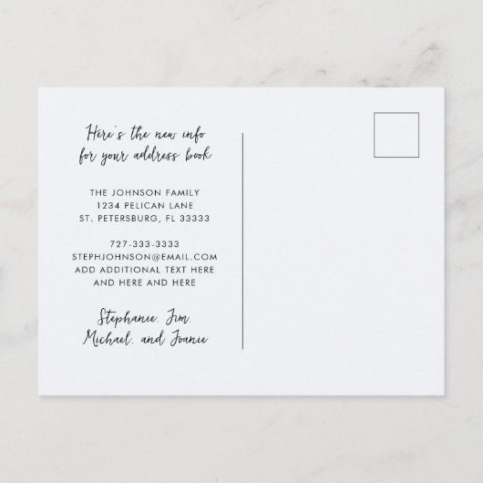 New Address Great Blue Heron Waterfront Moving Ankündigungspostkarte (Rückseite)