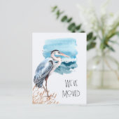New Address Great Blue Heron Waterfront Moving Ankündigungspostkarte (Stehend Vorderseite)