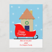 New Address Holiday Moving Ankündigung von Sleigh Postkarte (Vorderseite)