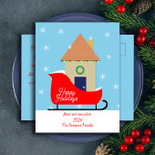 New Address Holiday Moving Ankündigung von Sleigh Postkarte