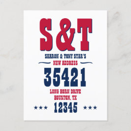 New Address Monogram Red White Blue Personalisiert Postkarte