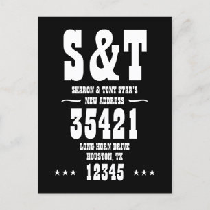 New Address Monogram Western Style Personalisiert Postkarte