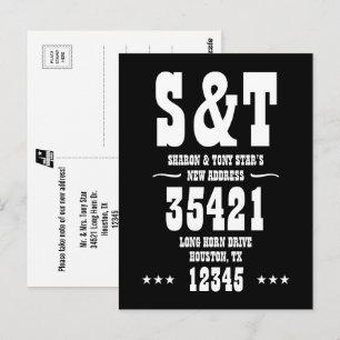 New Address Monogram Western Style Personalisiert Postkarte